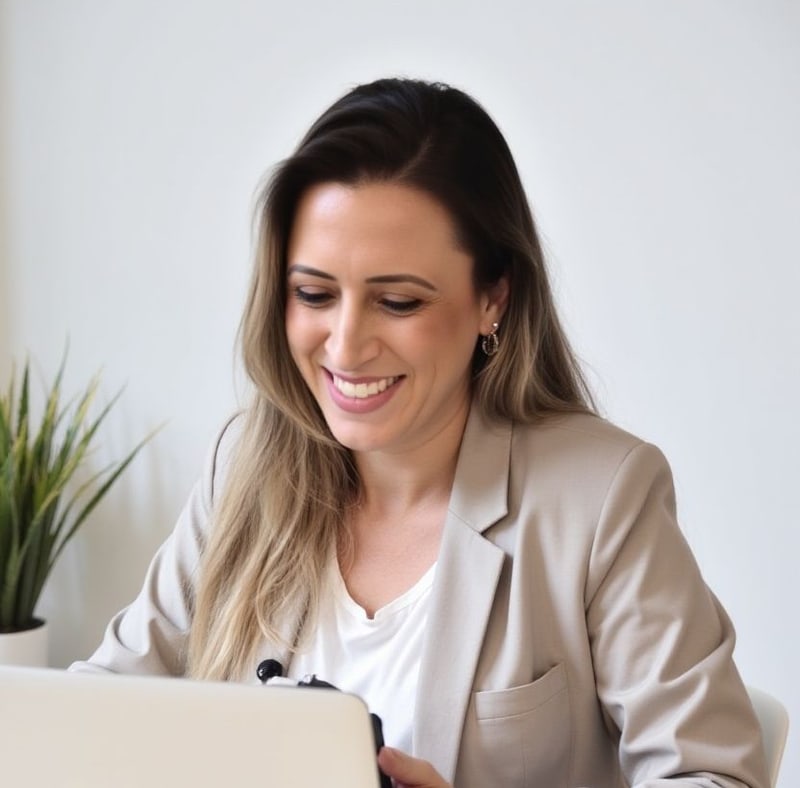 Jaqueline Ribeiro, designer de interiores em Curitiba, no escritório