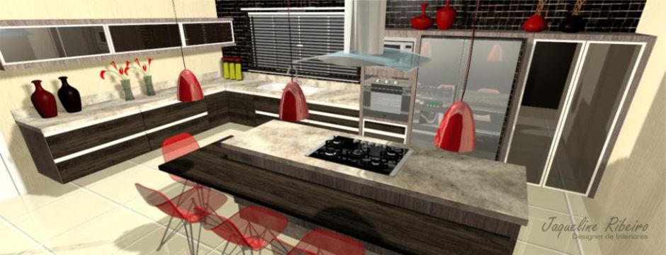 Cozinha moderna - Vista geral do ambiente superior