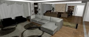 Sala de estar e Home Theater - Vista sala de TV e sofá na sala de estar