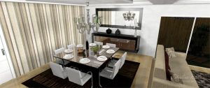 Sala de jantar preto - Espelho vidro fume - Área externa vista sala de jantar buffet e espelho