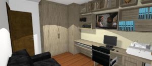 Guarda-roupa em L - Projeto 3D